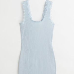 Lace-trimmed Ribbed Dress